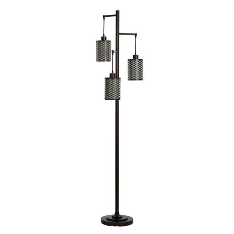 metal lattice shade with fabric inside and metal bronze base|Lattice Design Rubbed Bronze Finish Tree Floor Lamp .